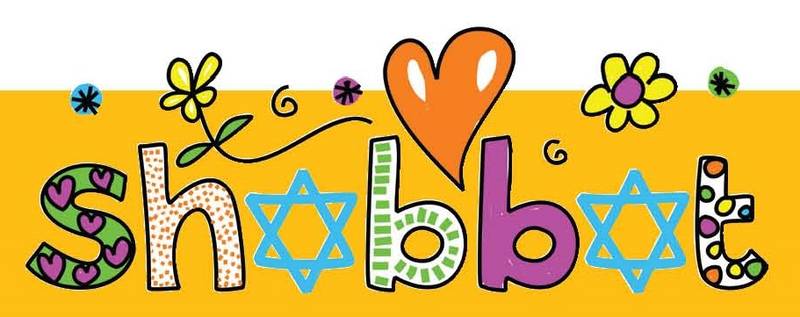 The word shabbat depicted with child like artwork